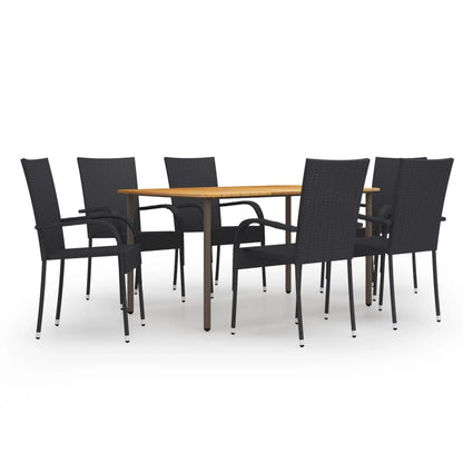 vidaXL Dining Set | Black | Solid Acacia Wood | Stackable | Dining Set