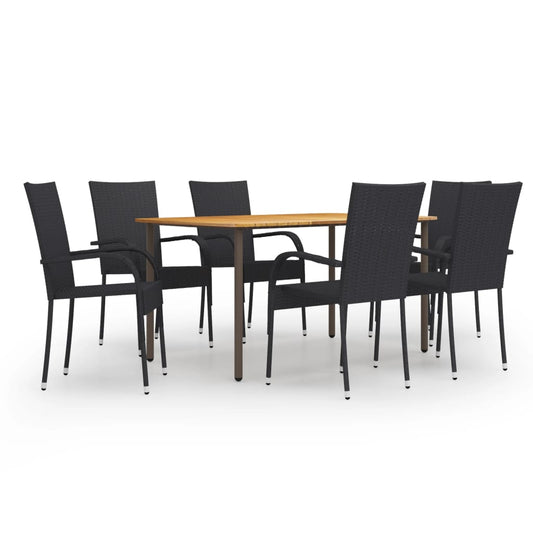 vidaXL Dining Set | Black | Solid Acacia Wood | Stackable | Dining Set