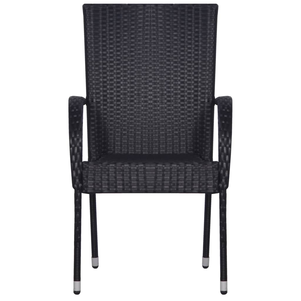 vidaXL Dining Set | Black | Solid Acacia Wood | Stackable | Dining Set