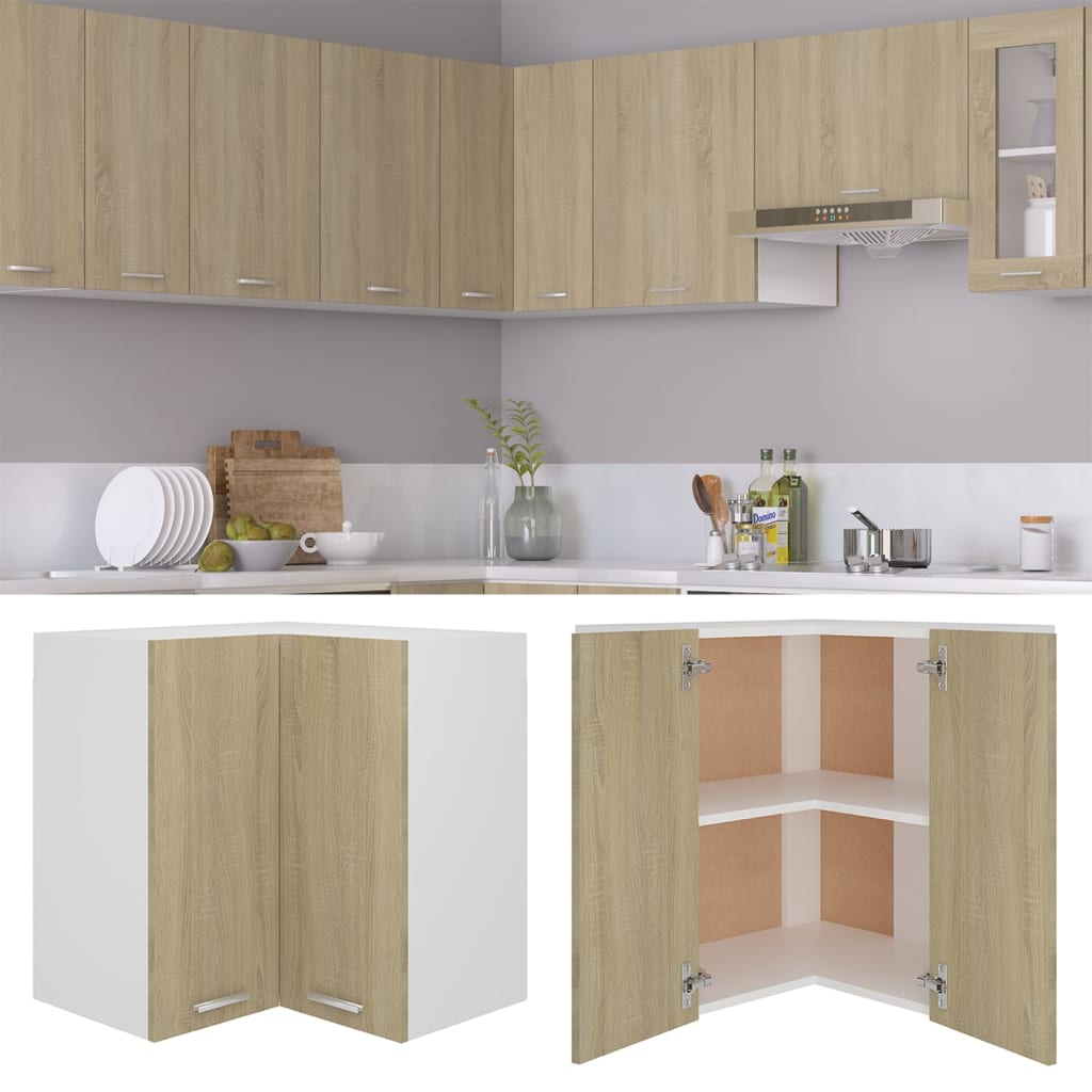 806393 vidaXL Hanging Corner Cabinet "Lyon" Sonoma Oak 57x57x60 cm Engineered Wood