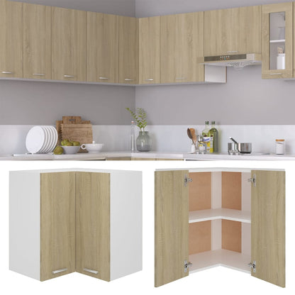 806393 vidaXL Hanging Corner Cabinet "Lyon" Sonoma Oak 57x57x60 cm Engineered Wood