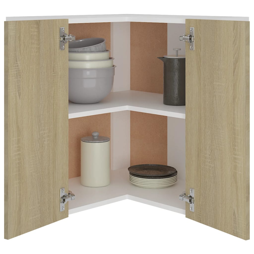 806393 vidaXL Hanging Corner Cabinet "Lyon" Sonoma Oak 57x57x60 cm Engineered Wood