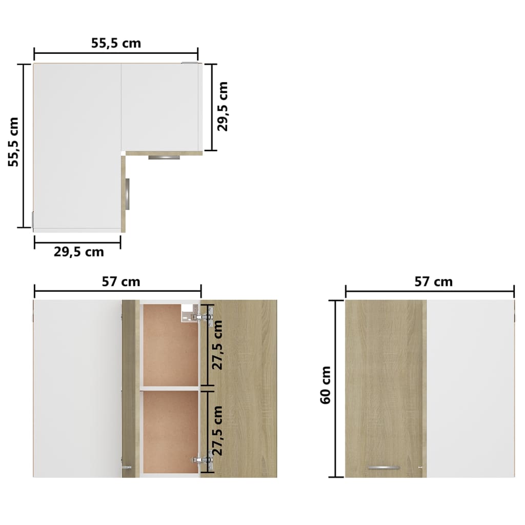 vidaXL Hanging Corner Cabinet Lyon Sonoma Oak 57x57x60 cm Engineered Wood