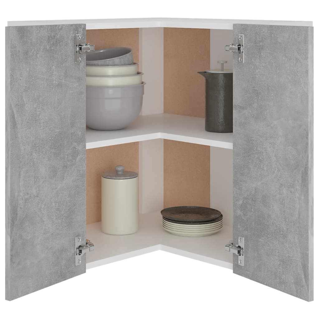806394 vidaXL Hanging Corner Cabinet "Lyon" Concrete Grey 57x57x60 cm Engineered Wood