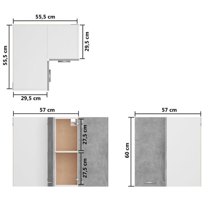 vidaXL Hanging Corner Cabinet Lyon Concrete Grey 57x57x60 cm Engineered Wood