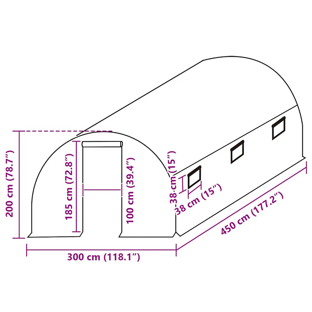 vidaXL Greenhouse Replacement Cover (13.5 m²) 300x450x200 cm Green