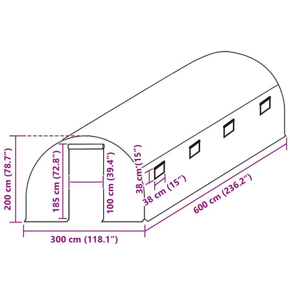 vidaXL Greenhouse Replacement Cover (18 m²) 300x600x200 cm Green