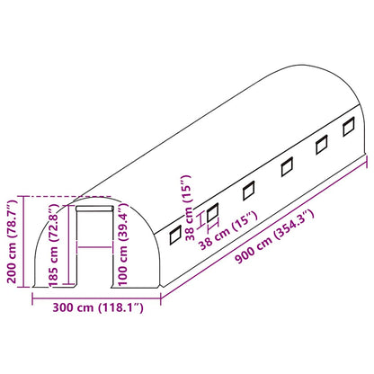 vidaXL Greenhouse Replacement Cover (27 m²) 300x900x200 cm Green