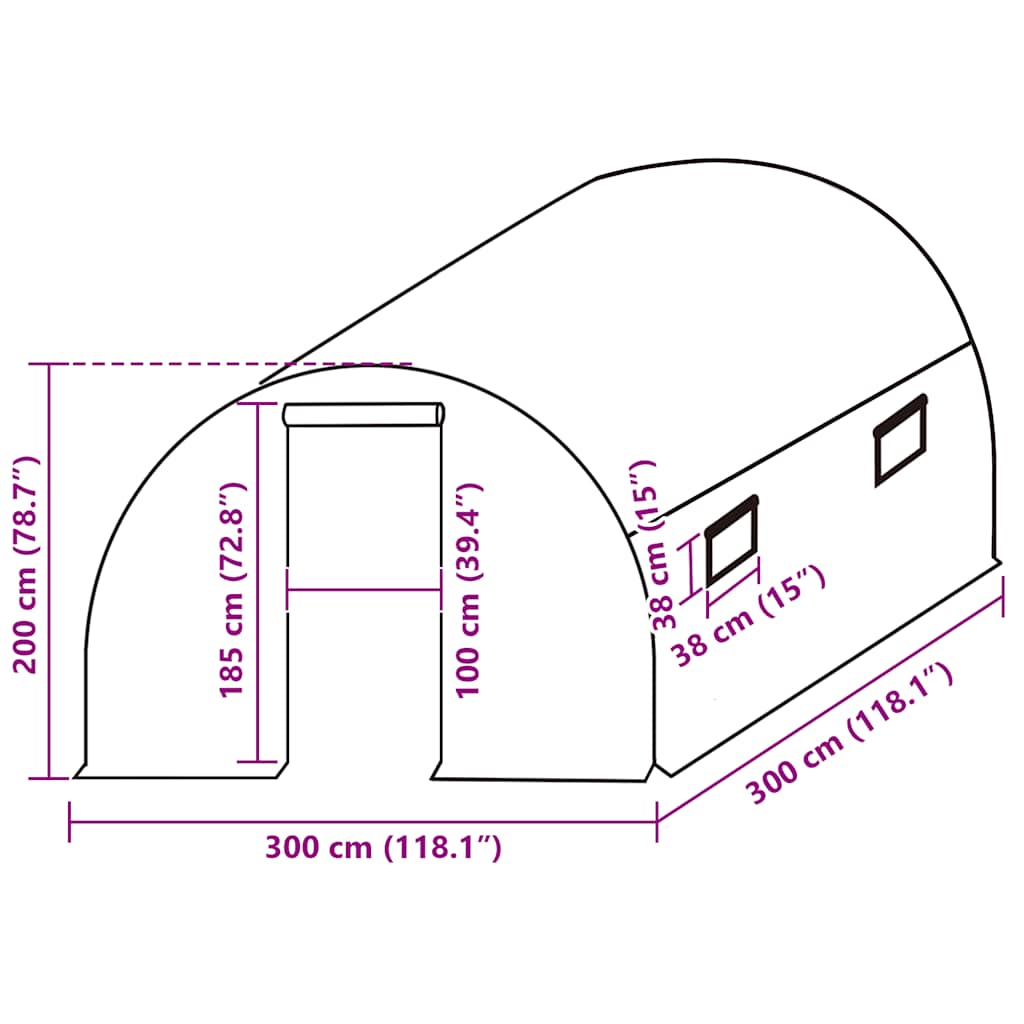 vidaXL Greenhouse Replacement Cover (9 m²) 3x3x2 m Transparent