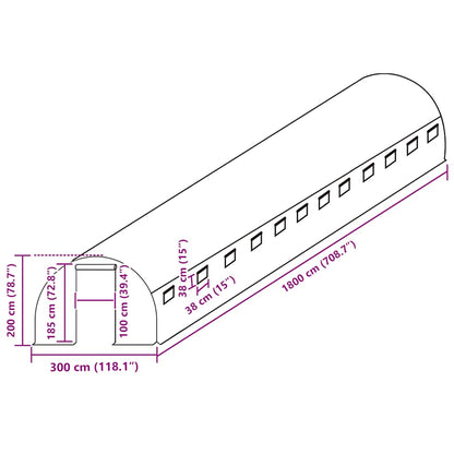 vidaXL Greenhouse Replacement Cover (54 m²) 300x1800x200 cm Green