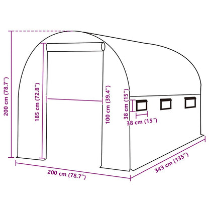 vidaXL Greenhouse Replacement Cover (6.86 m²) 200x343x200 cm Green