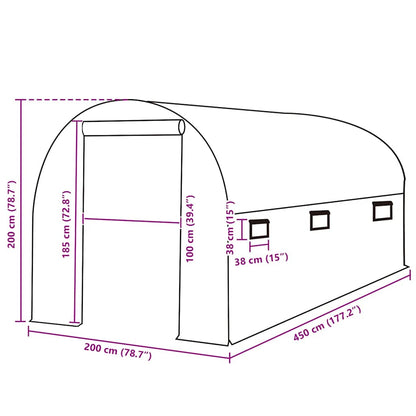 vidaXL Greenhouse Replacement Cover (9 m²) 200x450x200 cm Green