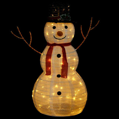 329760 vidaXL Decorative Christmas Snowman Figure with LED Luxury Fabric 90cm