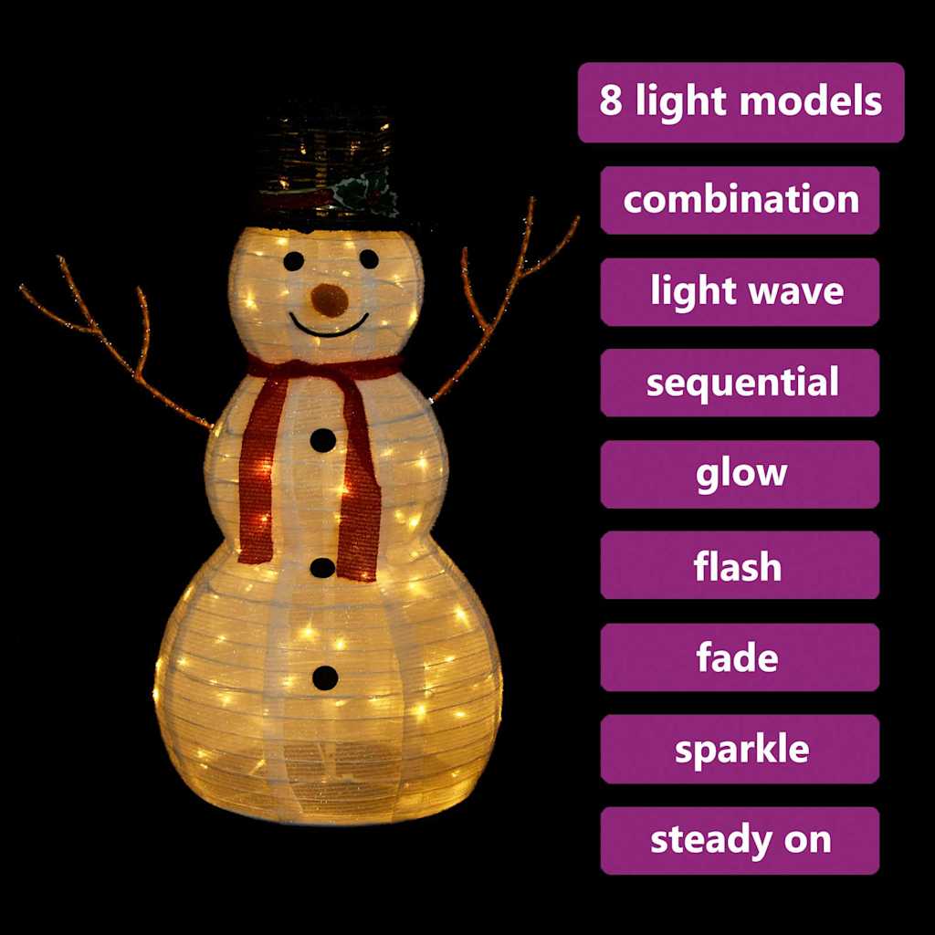 329760 vidaXL Decorative Christmas Snowman Figure with LED Luxury Fabric 90cm