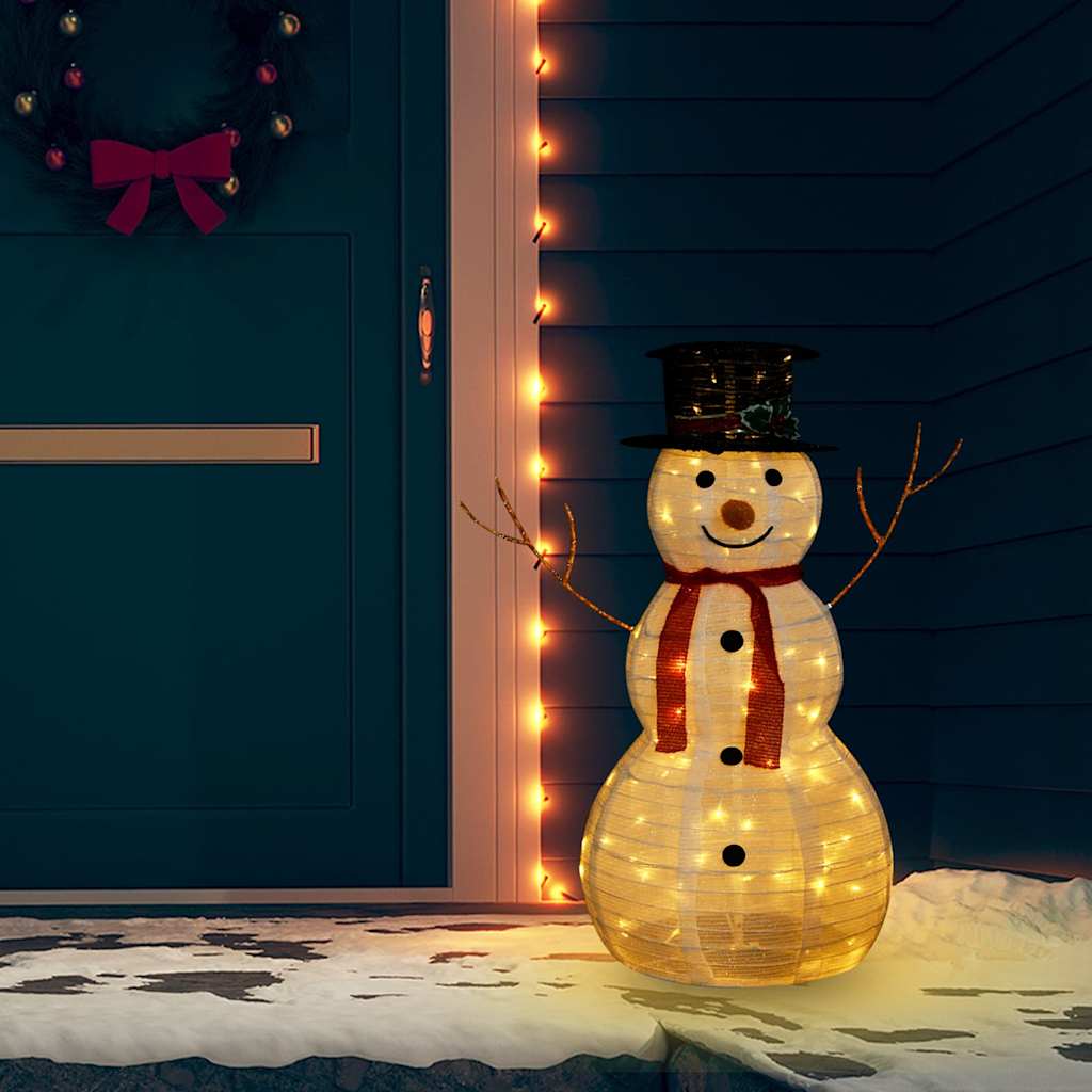 329760 vidaXL Decorative Christmas Snowman Figure with LED Luxury Fabric 90cm