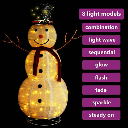 329761 vidaXL Decorative Christmas Snowman Figure LED Luxury Fabric 120cm