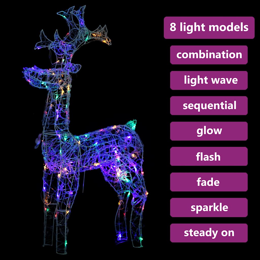 329780 vidaXL Reindeer Christmas Decoration 90 LEDs 60x16x100 cm Acrylic