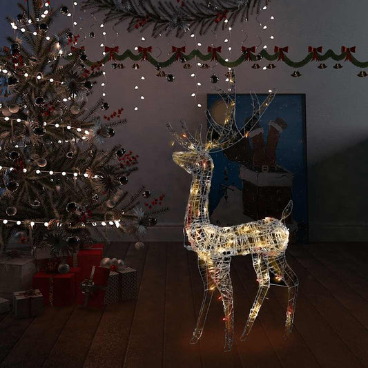 vidaXL Acrylic Reindeer Christmas Decoration 140 LEDs 128cm Colourful