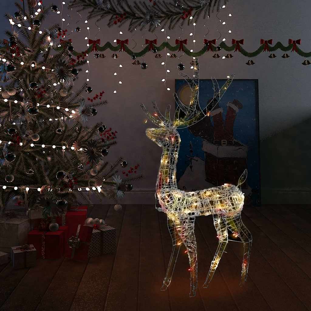 vidaXL Acrylic Reindeer Christmas Decoration 140 LEDs 128cm Colourful