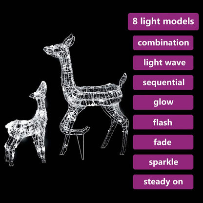 vidaXL Acrylic Reindeer Family Christmas Decoration 160 LED Cold White