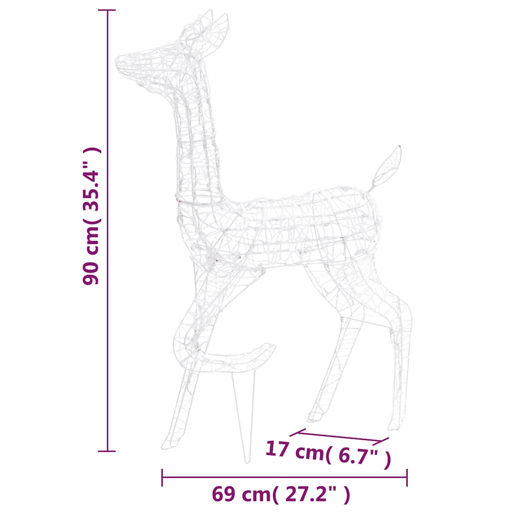 vidaXL Acrylic Reindeer Family Christmas Decoration 160 LED Colourful