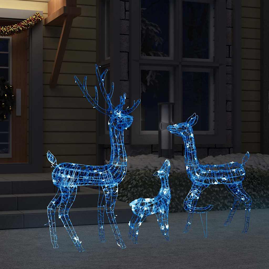 329795 vidaXL Acrylic Reindeer Family Christmas Decoration 300 LED Blue
