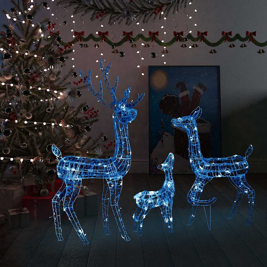 329795 vidaXL Acrylic Reindeer Family Christmas Decoration 300 LED Blue