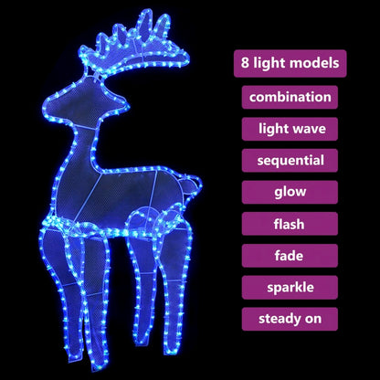 vidaXL Reindeer Christmas Decoration with Mesh 306 LEDs 60x24x89cm