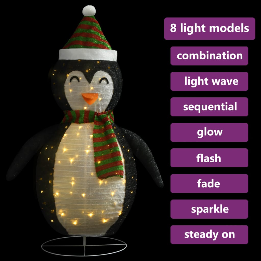 vidaXL Decorative Christmas Snow Penguin Figure LED Luxury Fabric 60cm