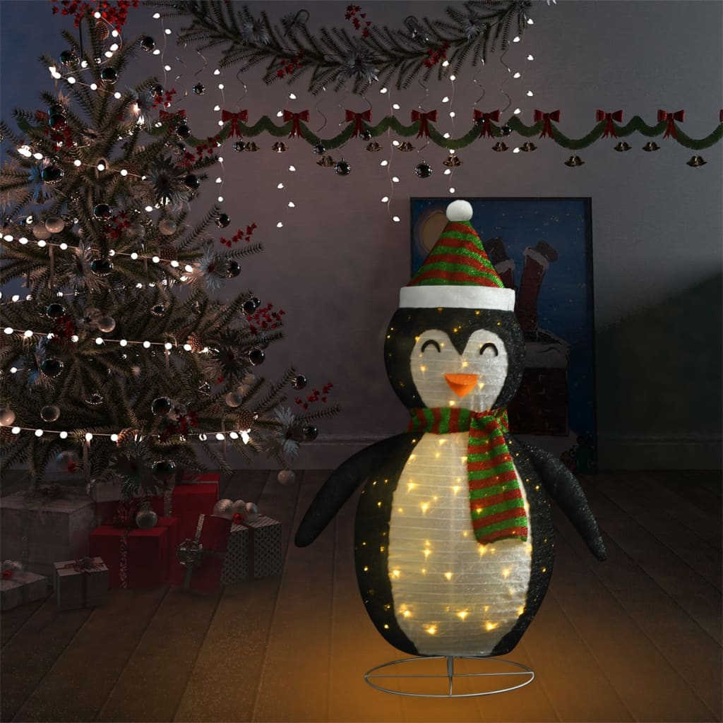 vidaXL Decorative Christmas Snow Penguin Figure LED Luxury Fabric 120cm