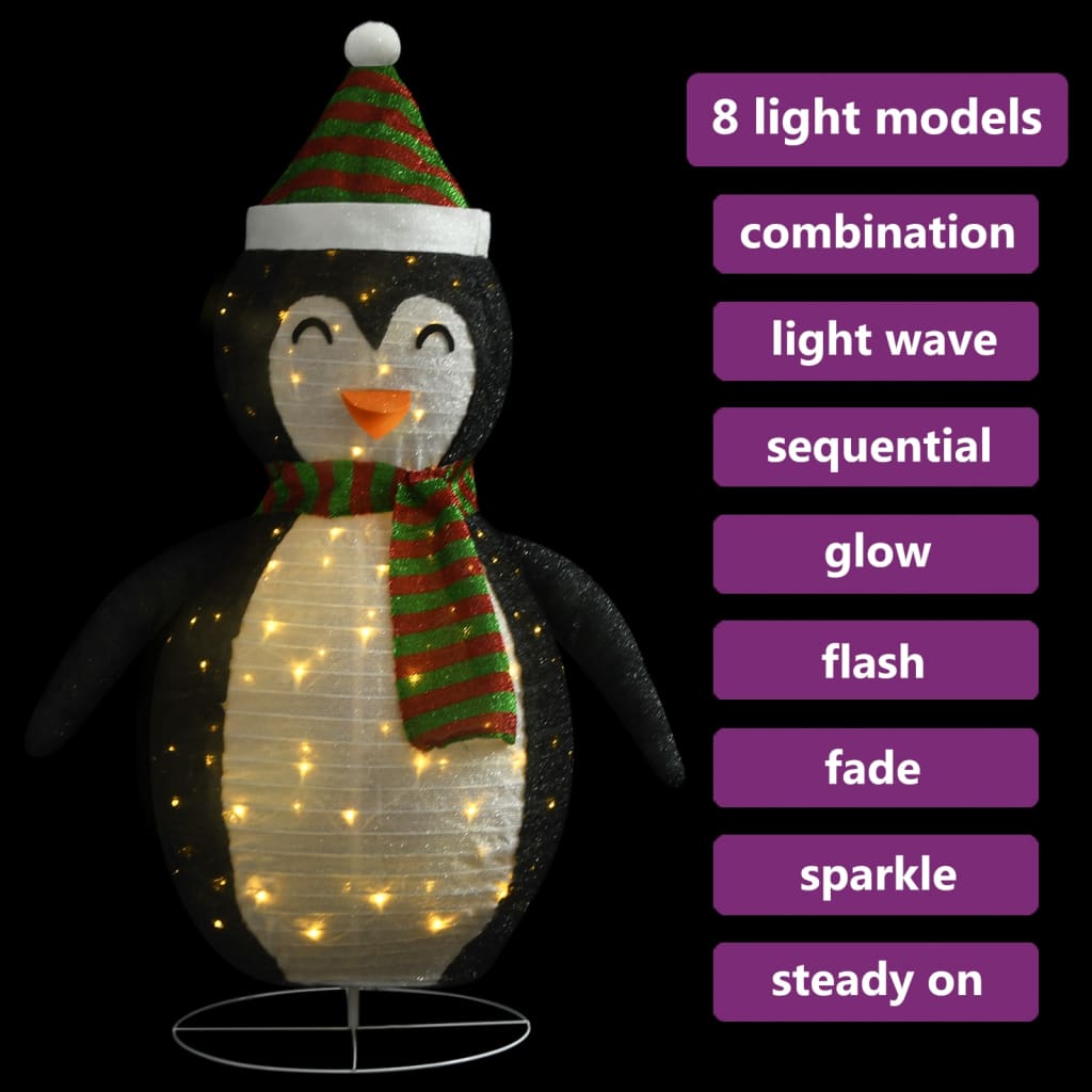 vidaXL Decorative Christmas Snow Penguin Figure LED Luxury Fabric 120cm