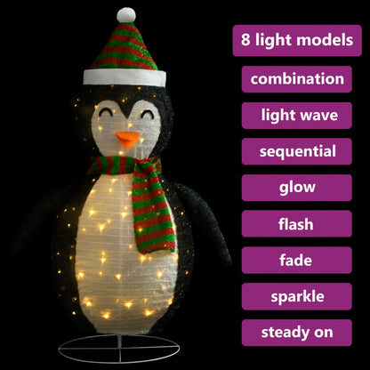vidaXL Decorative Christmas Snow Penguin Figure LED Luxury Fabric 120cm