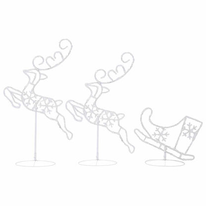vidaXL Christmas Reindeer & Sleigh | White | Acrylic | Large