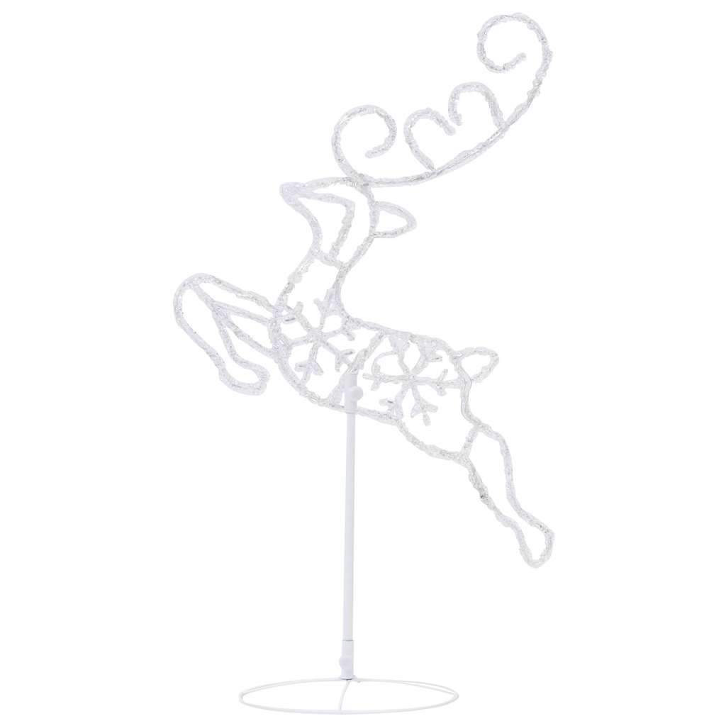 vidaXL Christmas Reindeer & Sleigh | White | Acrylic | Large