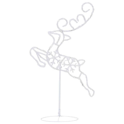 vidaXL Christmas Reindeer & Sleigh | White | Acrylic | Large