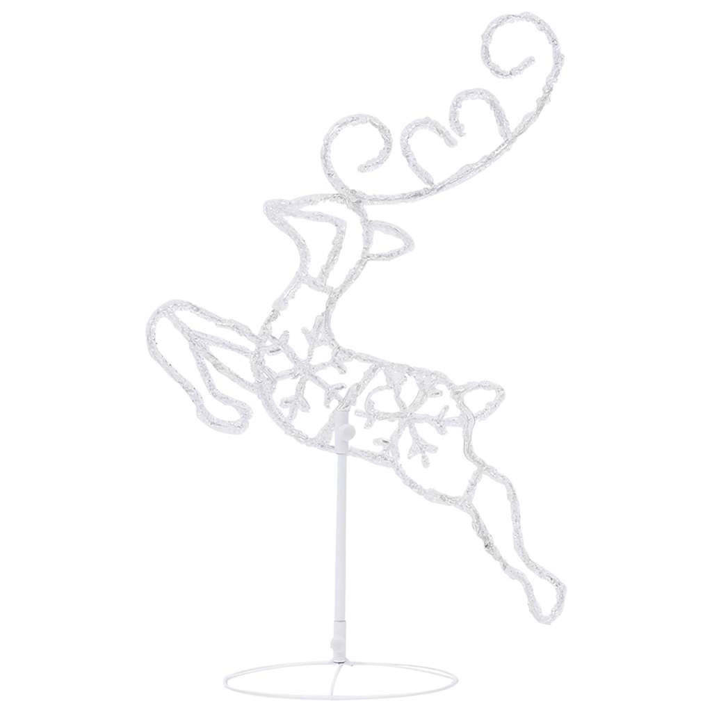 vidaXL Christmas Reindeer & Sleigh | White | Acrylic | Large