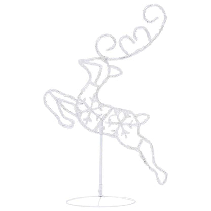 vidaXL Christmas Reindeer & Sleigh | White | Acrylic | Large