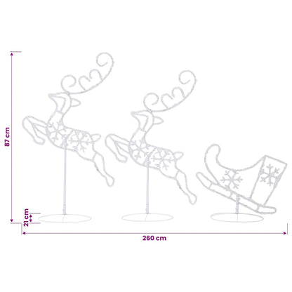 vidaXL Christmas Reindeer & Sleigh | White | Acrylic | Large