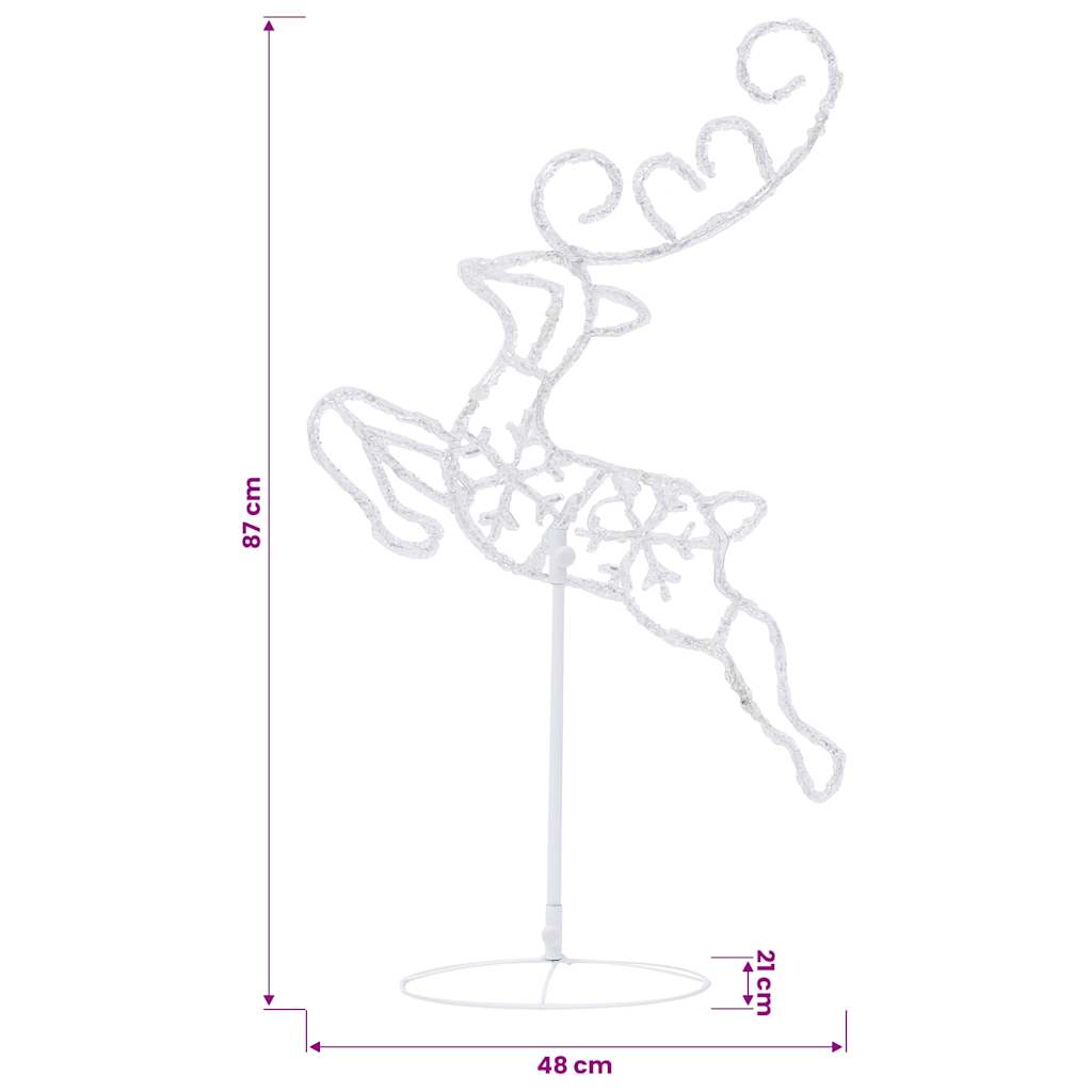 vidaXL Christmas Reindeer & Sleigh | White | Acrylic | Large