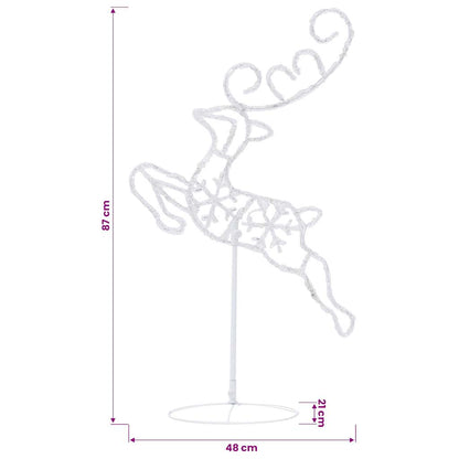 vidaXL Christmas Reindeer & Sleigh | White | Acrylic | Large