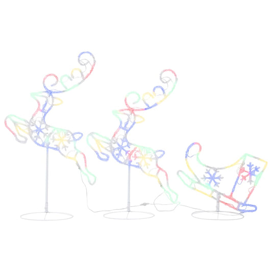 vidaXL Acrylic Christmas Flying Reindeer&Sleigh 260x21x87cm Colourful