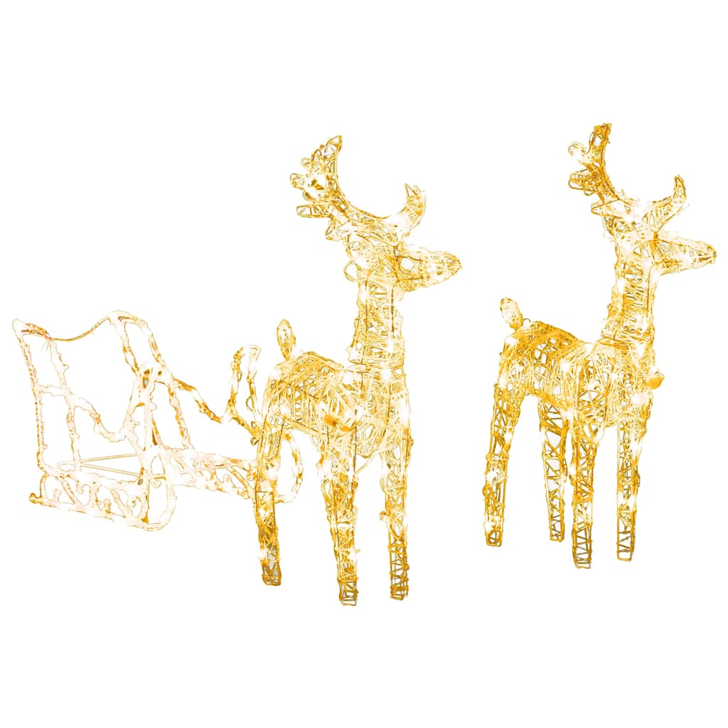 vidaXL Reindeers & Sleigh Christmas Decoration 160 LEDs 130 cm Acrylic