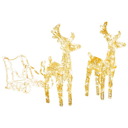 vidaXL Reindeers & Sleigh Christmas Decoration 160 LEDs 130 cm Acrylic