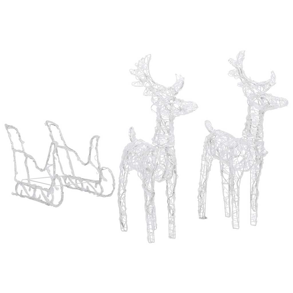 vidaXL Reindeers & Sleigh Christmas Decoration 160 LEDs 130 cm Acrylic