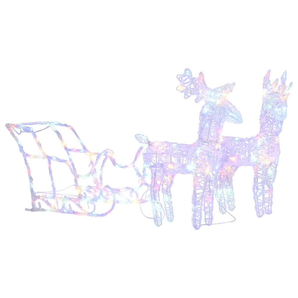 vidaXL Reindeers & Sleigh Christmas Decoration 160 LEDs 130 cm Acrylic
