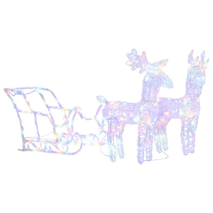 vidaXL Reindeers & Sleigh Christmas Decoration 160 LEDs 130 cm Acrylic