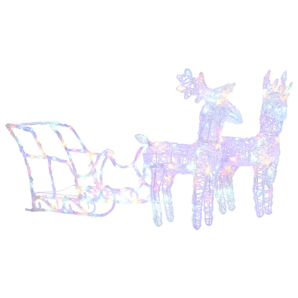 vidaXL Reindeers & Sleigh Christmas Decoration 160 LEDs 130 cm Acrylic