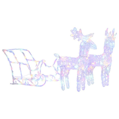 vidaXL Reindeers & Sleigh Christmas Decoration 160 LEDs 130 cm Acrylic