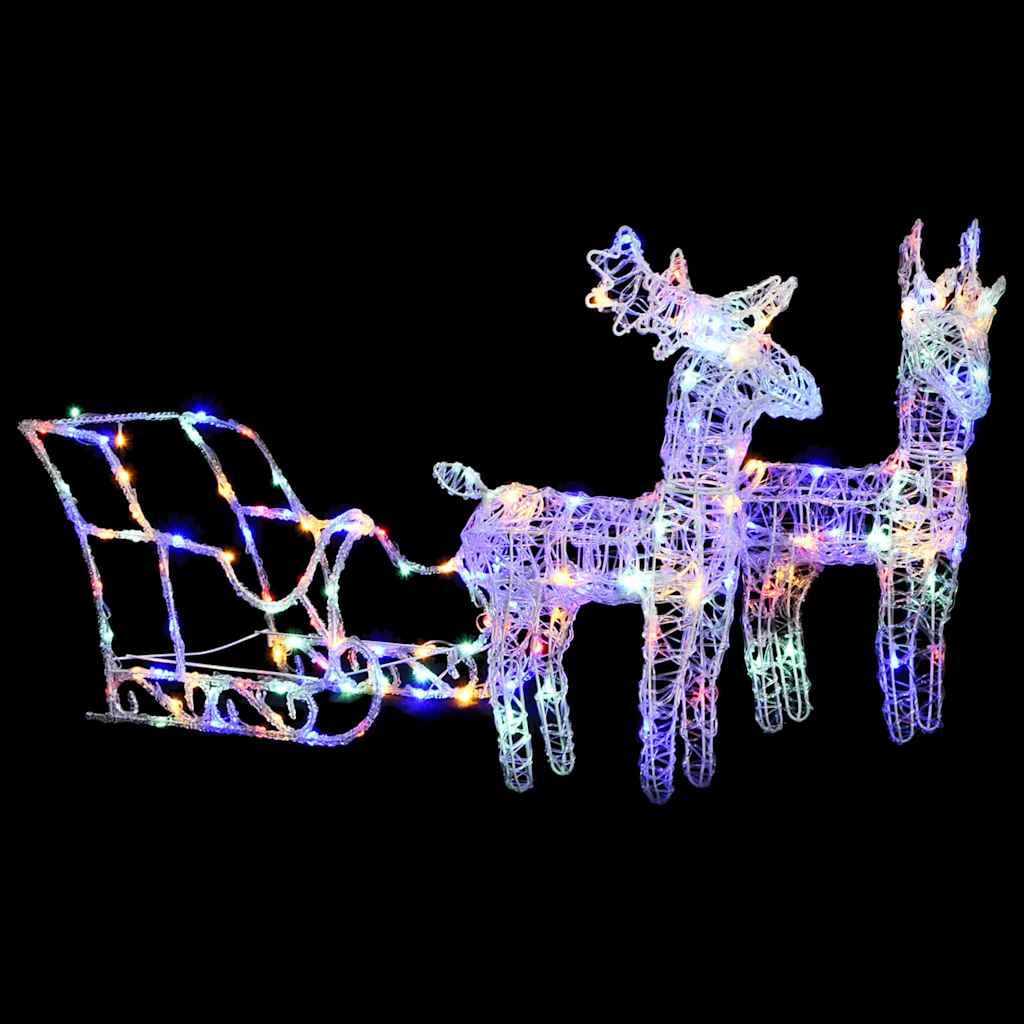 vidaXL Reindeers & Sleigh Christmas Decoration 160 LEDs 130 cm Acrylic