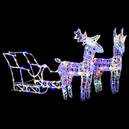vidaXL Reindeers & Sleigh Christmas Decoration 160 LEDs 130 cm Acrylic